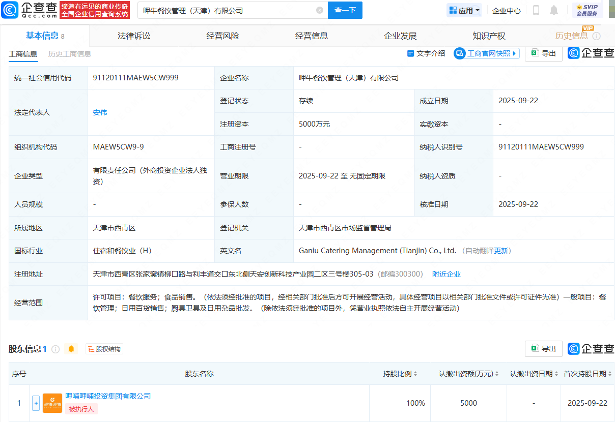 呷哺呷哺天津設(shè)立新公司，注資5000萬拓展廚具衛(wèi)具及日用雜品批發(fā)業(yè)務(wù)
